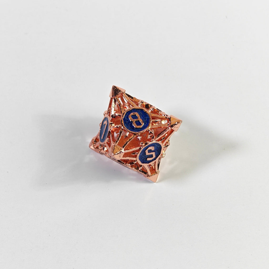 Rose Gold Blue Arrow Hollow Metal Dice Set