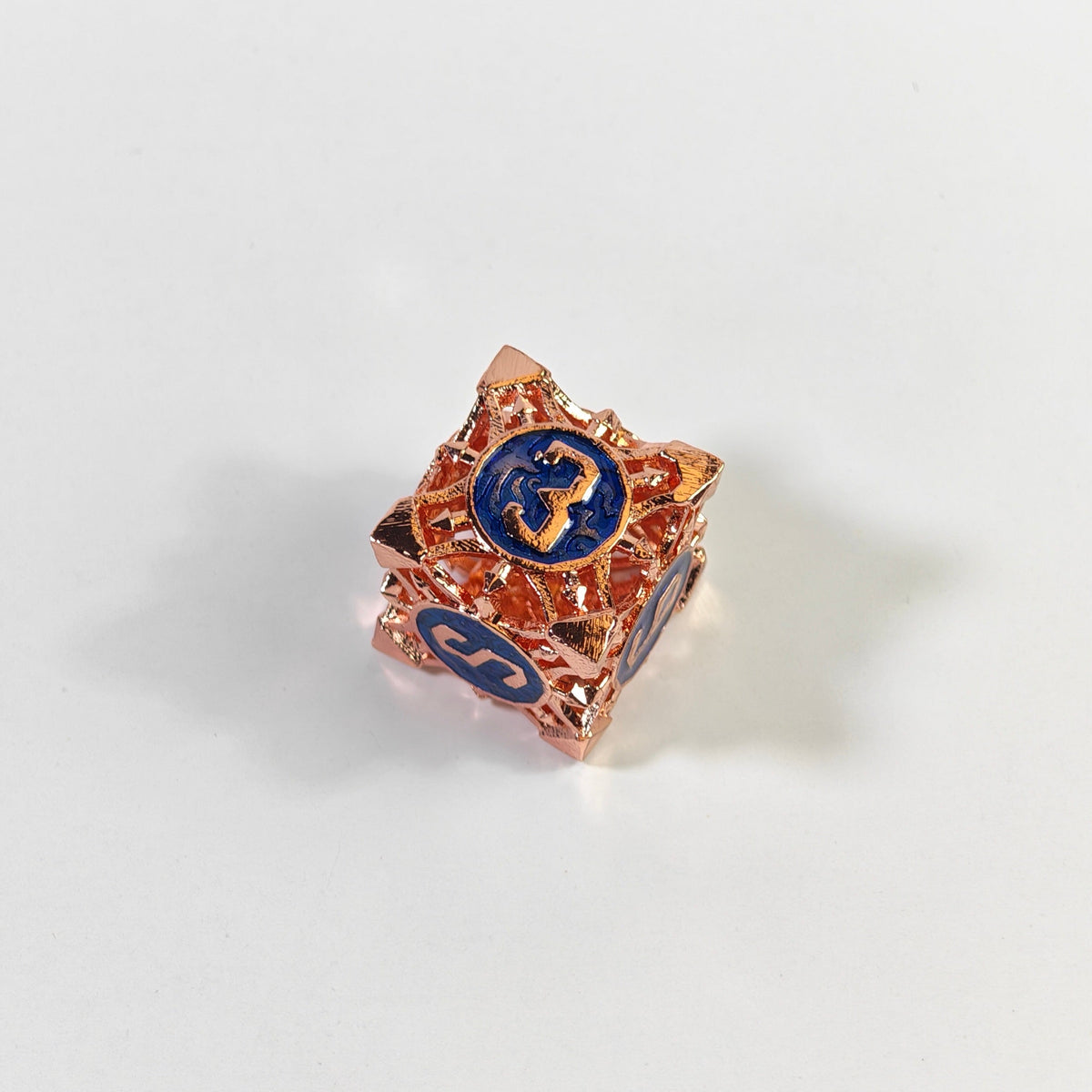 Rose Gold Blue Arrow Hollow Metal Dice Set