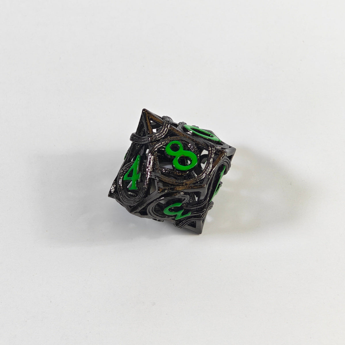 Black Green Elemental Hollow Metal Dice Set