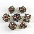 Dragon Egg Brass Red Hollow Metal Dice Set