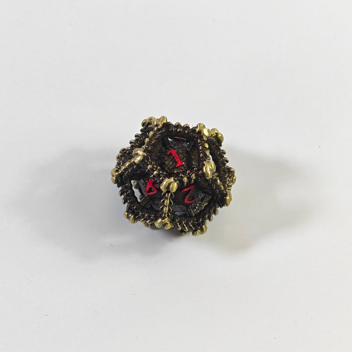 Dragon Egg Brass Red Hollow Metal Dice Set