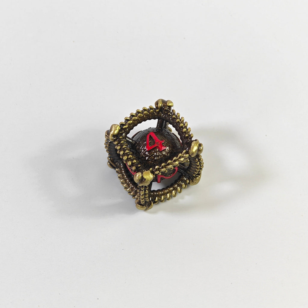 Dragon Egg Brass Red Hollow Metal Dice Set