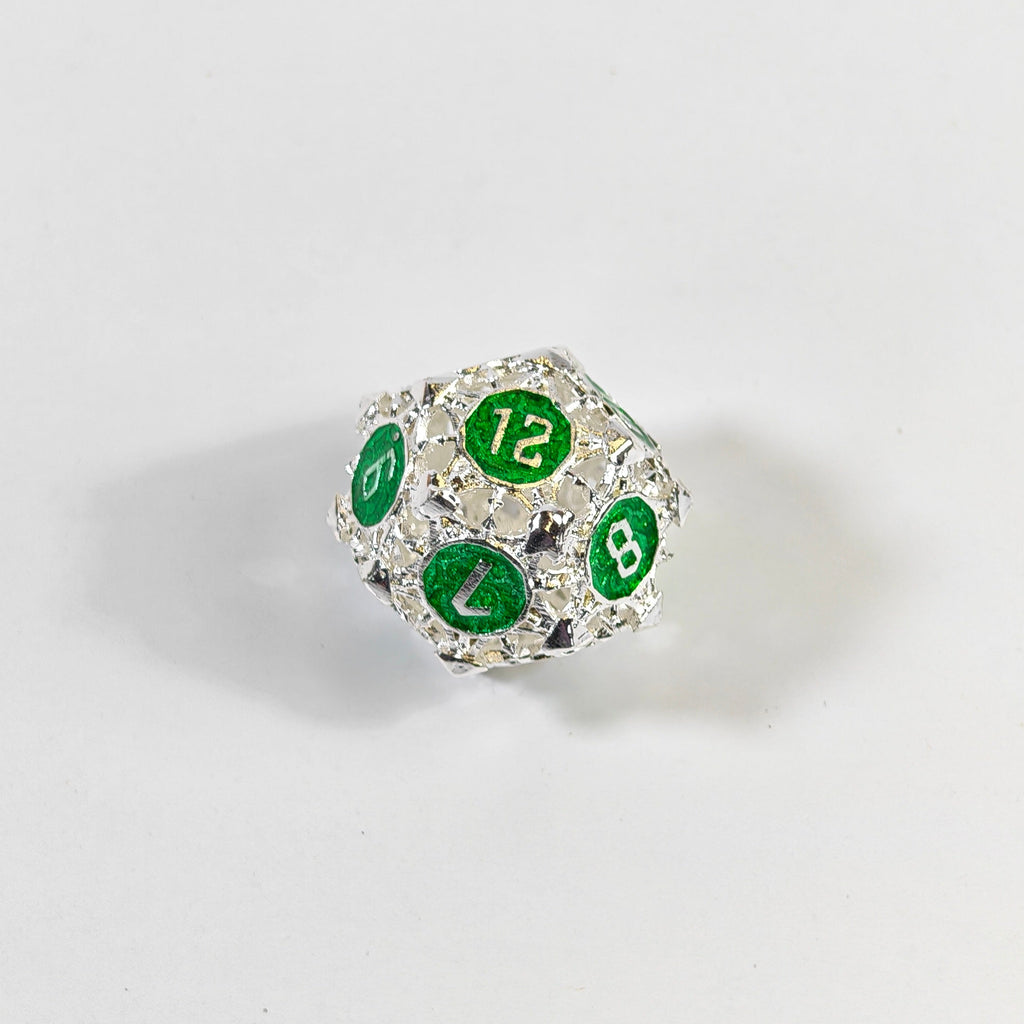 Silver Green Arrow Hollow Dice Set