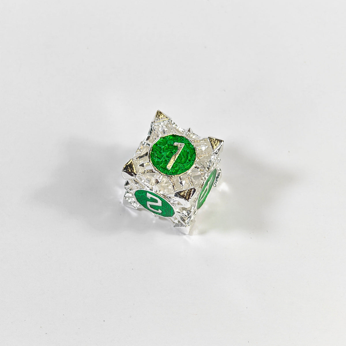 Silver Green Arrow Hollow Dice Set