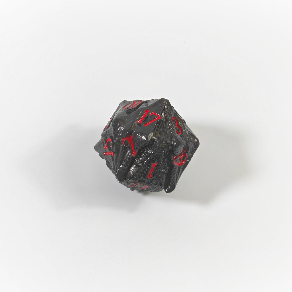 Temple Dragon Black Solid Metal Dice Set
