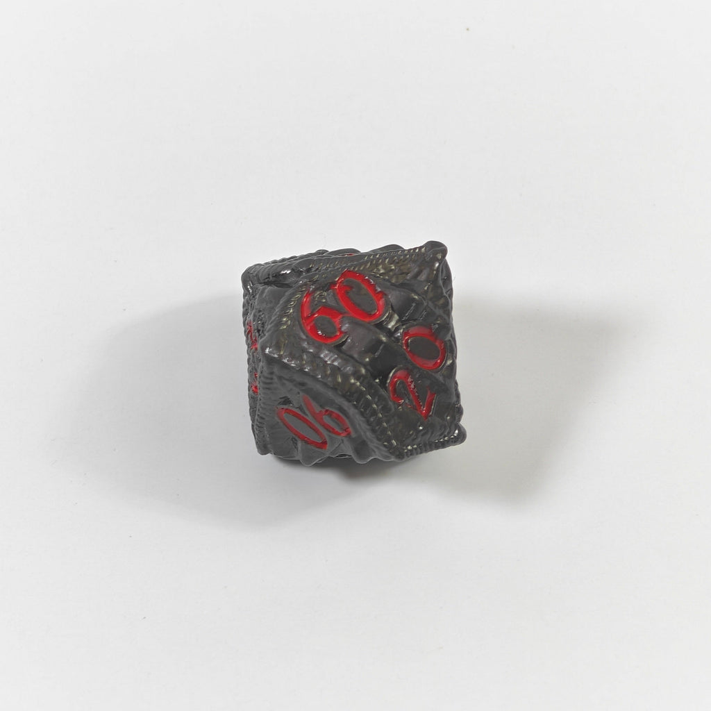 Temple Dragon Black Solid Metal Dice Set
