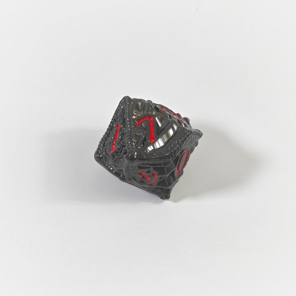 Temple Dragon Black Solid Metal Dice Set