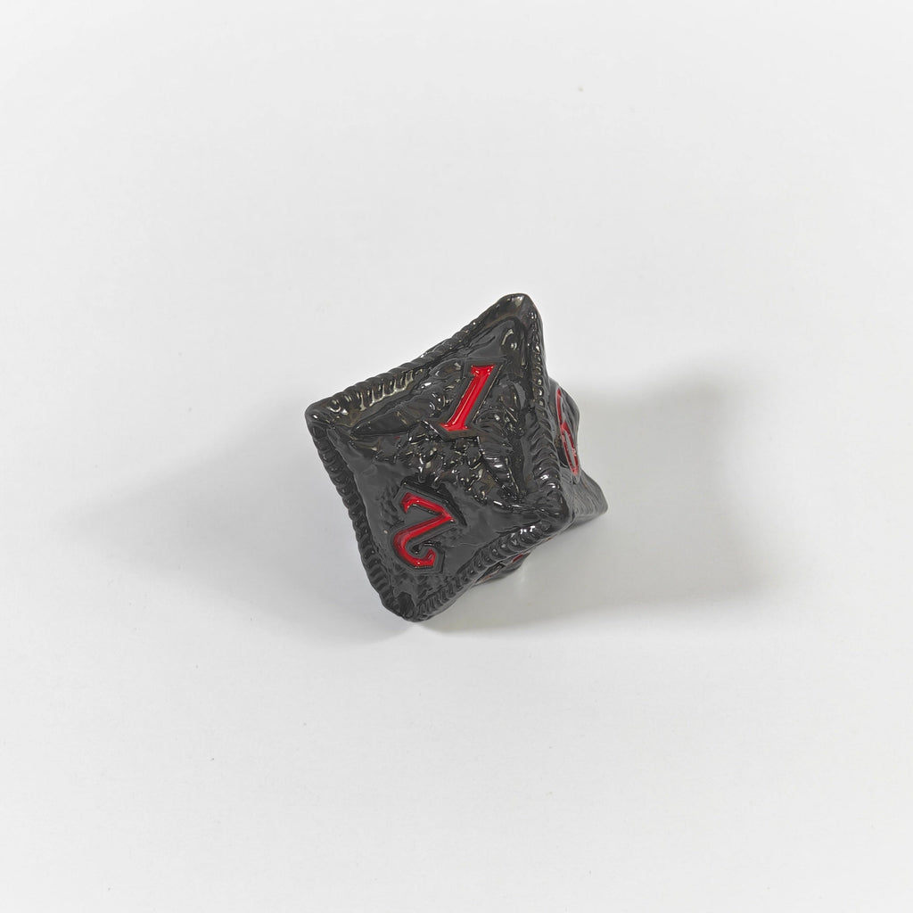 Temple Dragon Black Solid Metal Dice Set