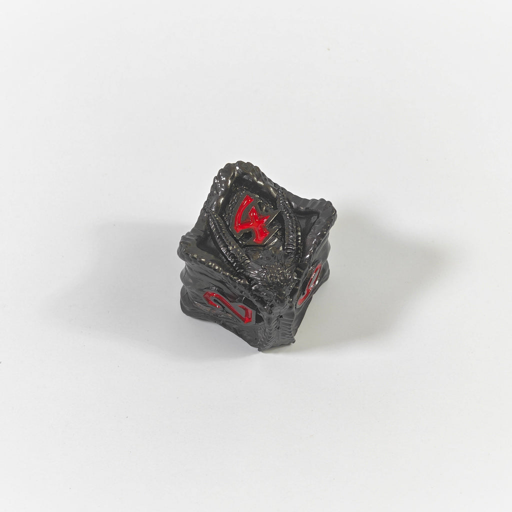 Temple Dragon Black Solid Metal Dice Set