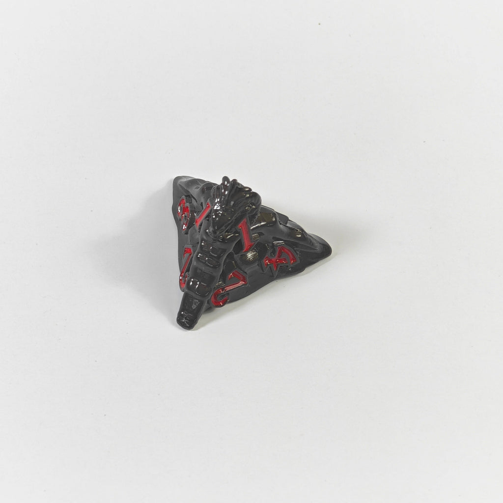 Temple Dragon Black Solid Metal Dice Set