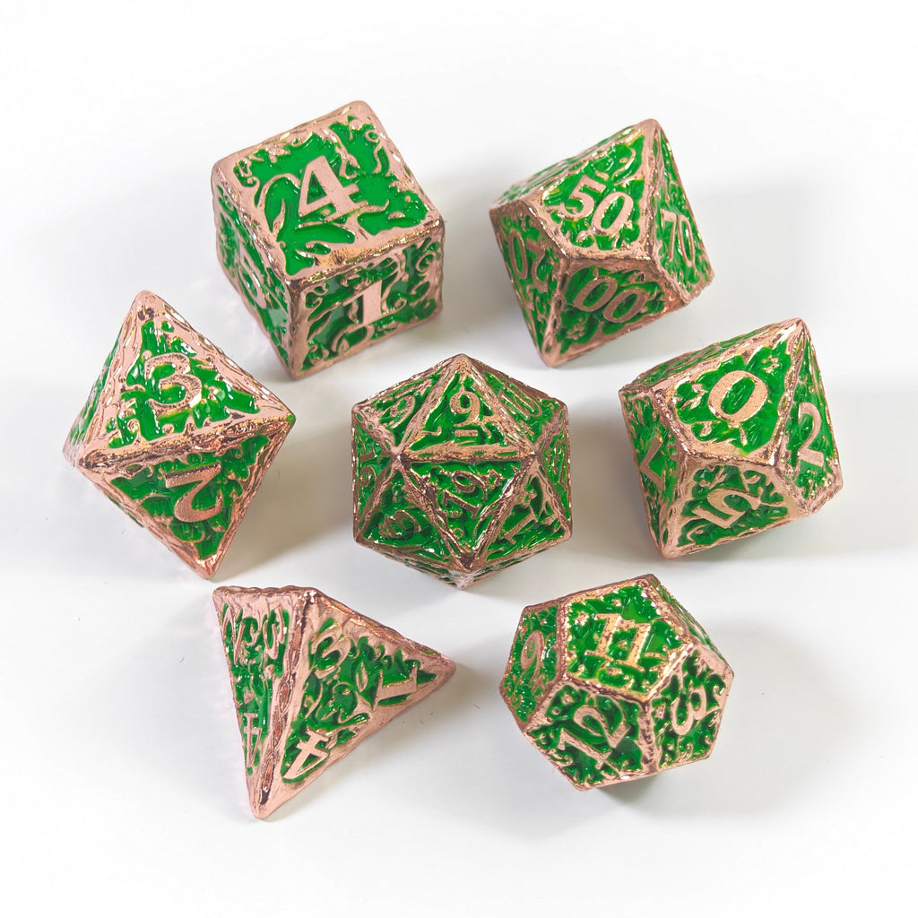 Green Vine Solid Metal Dice Set