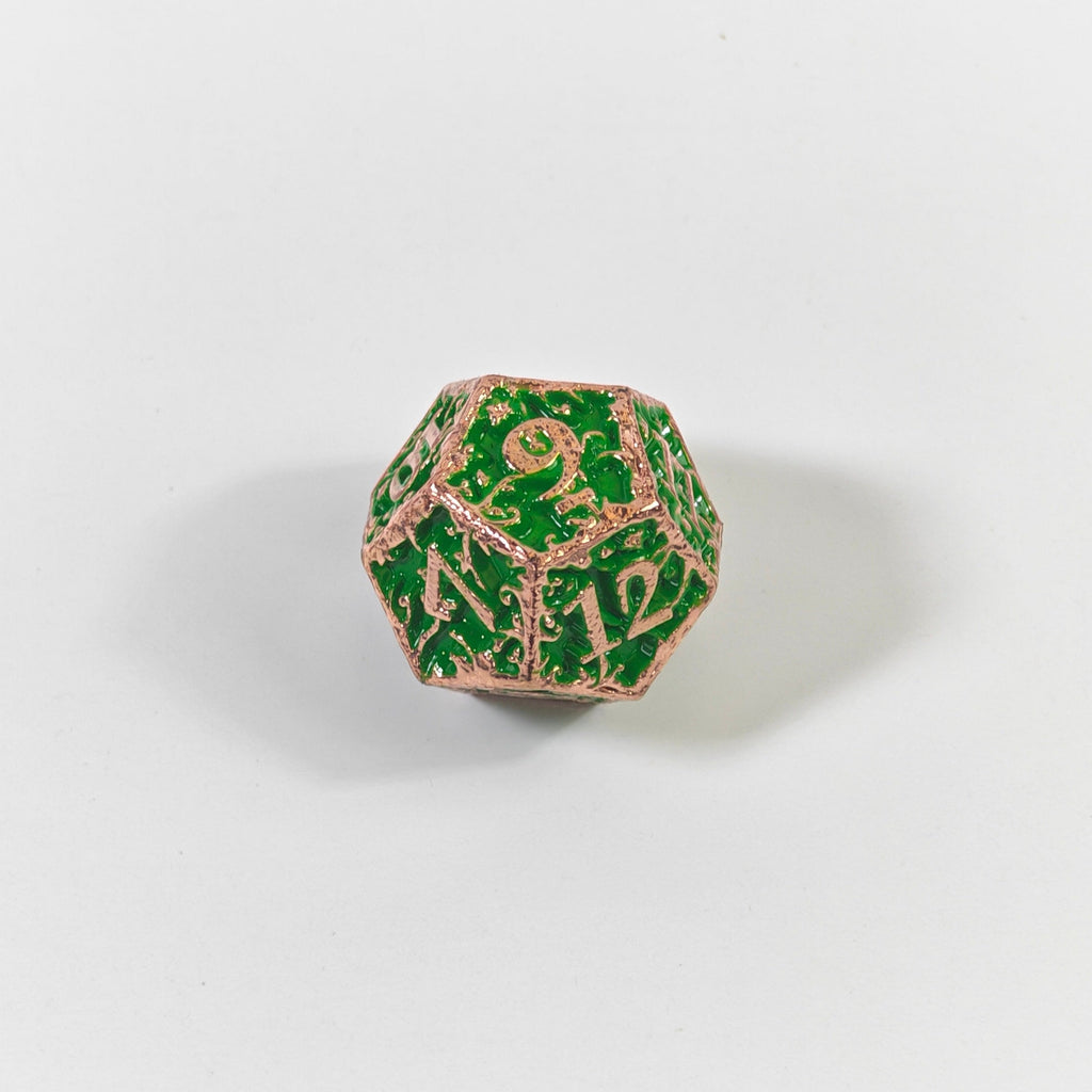 Green Vine Solid Metal Dice Set