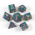 Navy Purple Scales Solid Metal Dice Set