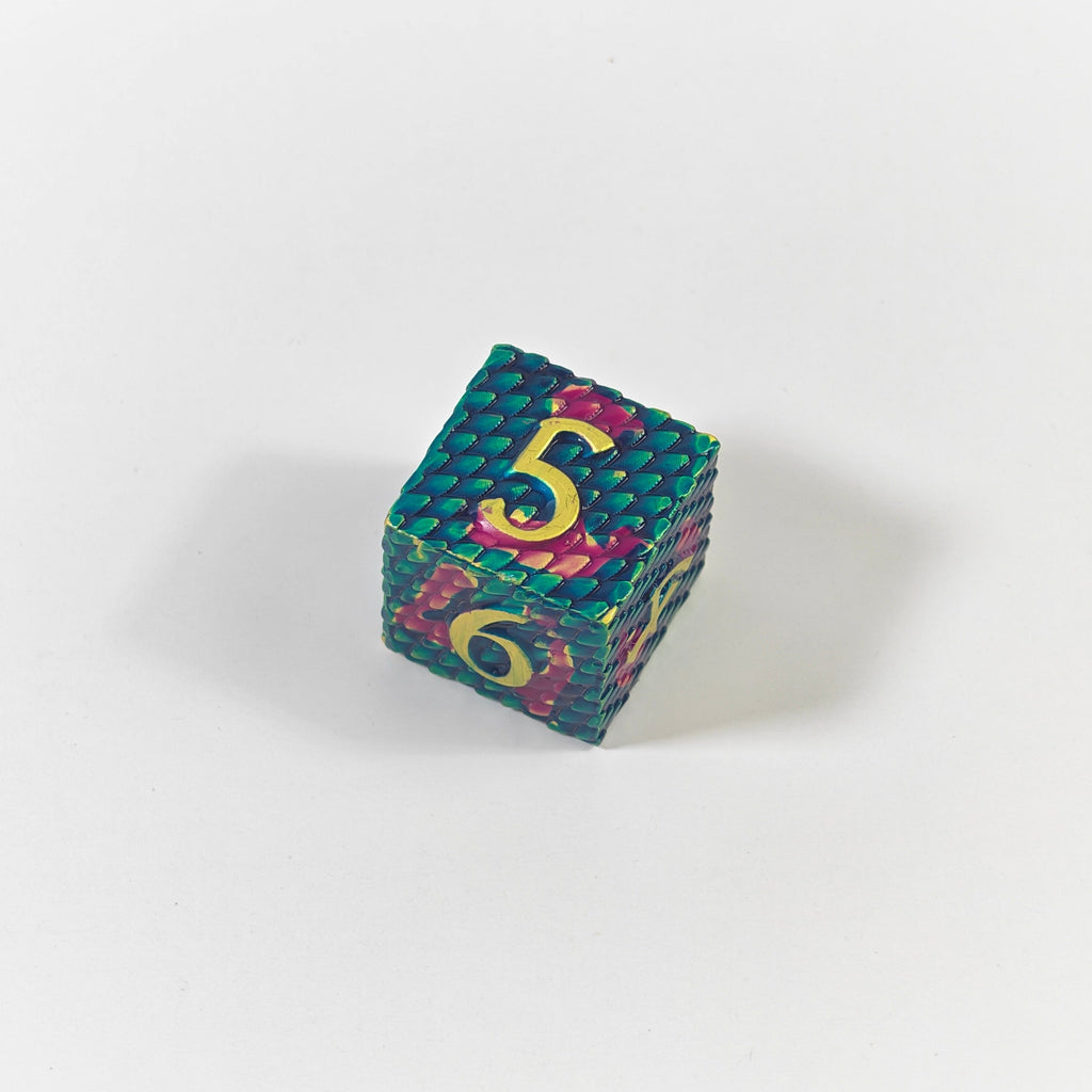 Navy Purple Scales Solid Metal Dice Set
