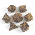 Temple Dragon Antique Gold Solid Metal Dice Set