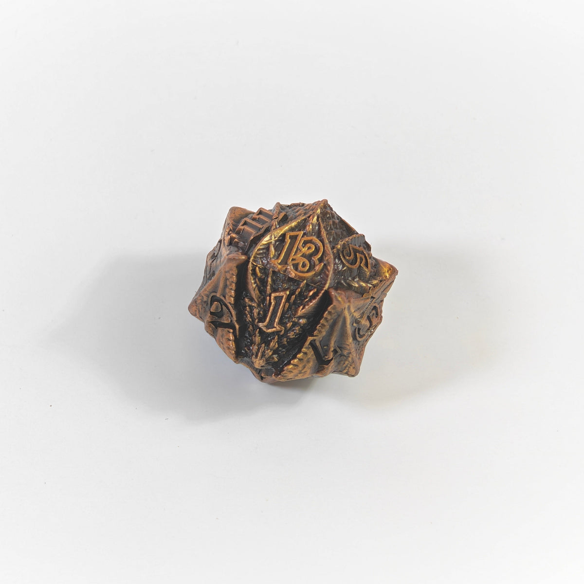 Temple Dragon Antique Gold Solid Metal Dice Set