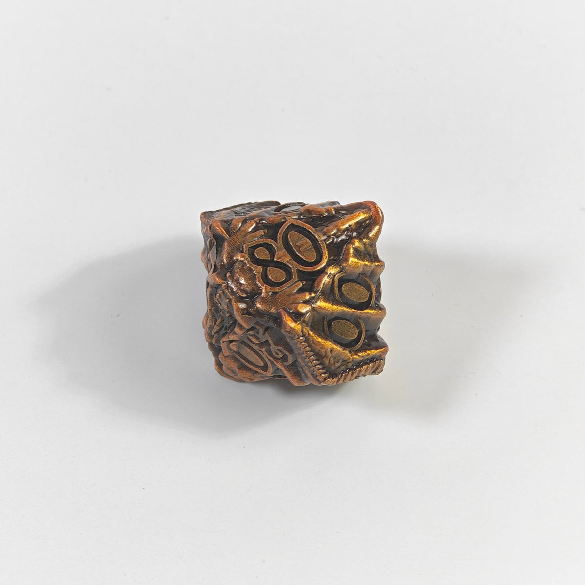 Temple Dragon Antique Gold Solid Metal Dice Set