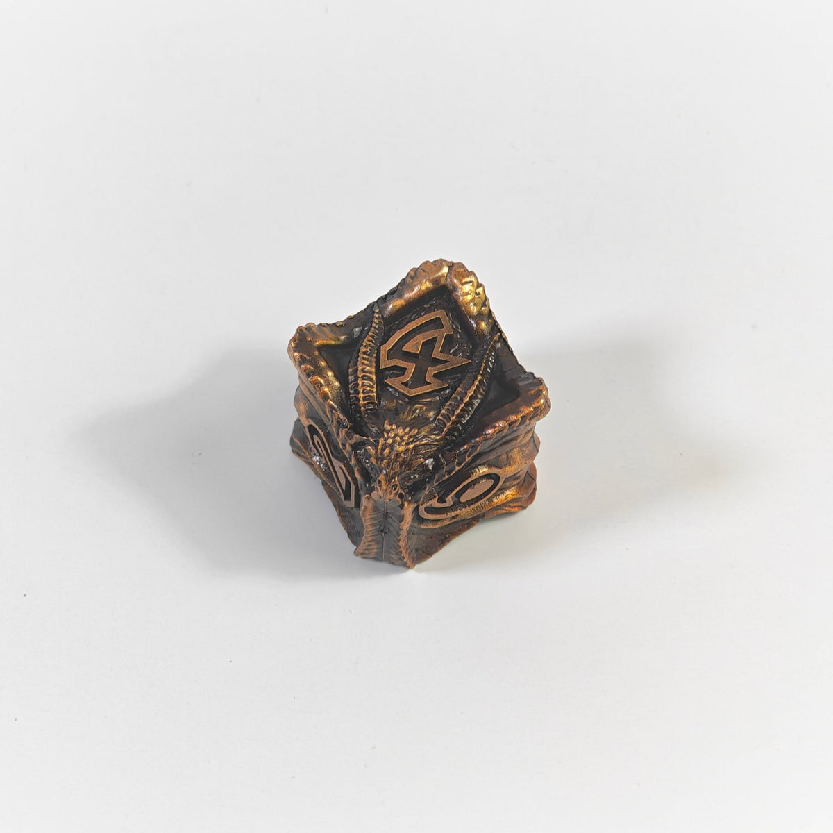 Temple Dragon Antique Gold Solid Metal Dice Set