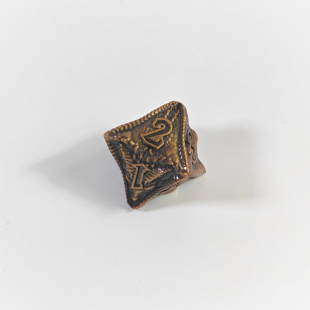 Temple Dragon Antique Gold Solid Metal Dice Set