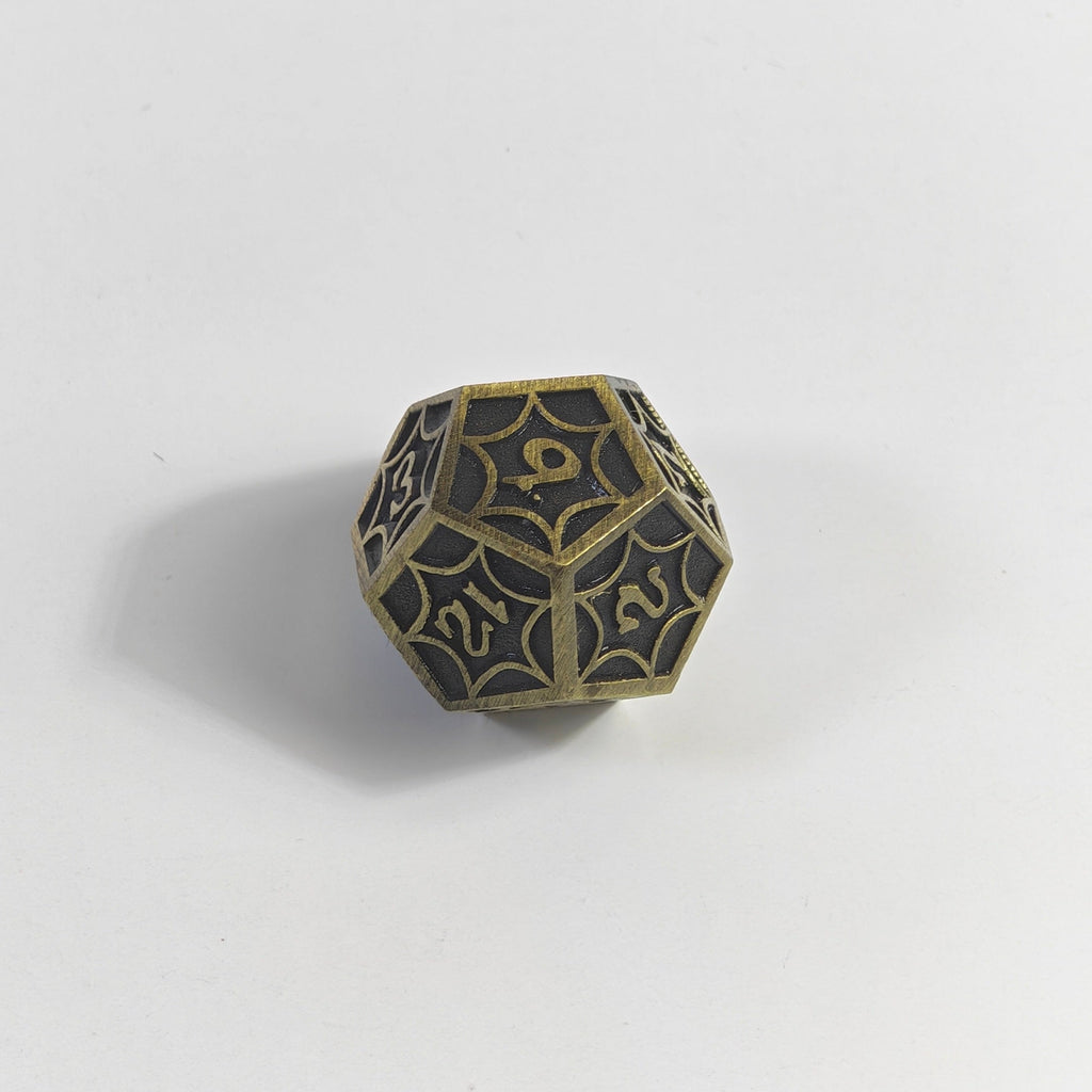 Bronze Spiderweb Solid Metal Dice Set