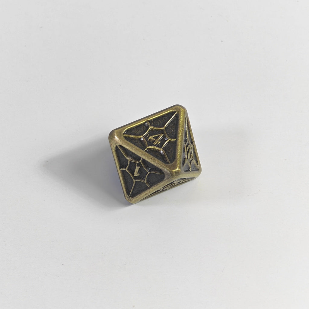 Bronze Spiderweb Solid Metal Dice Set