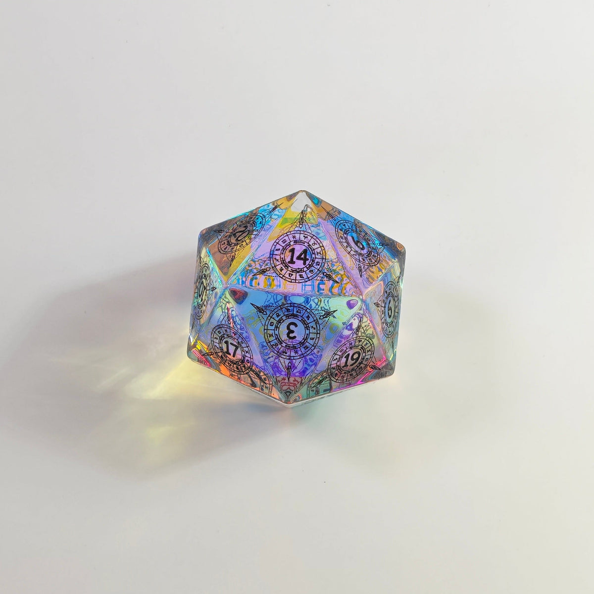 Clear Rainbow Pattern Chonk Glass D20