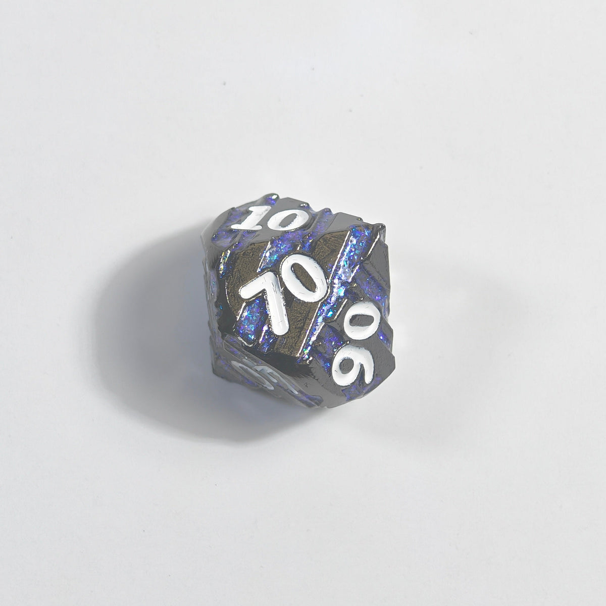White Numbered Primal Clawing Solid Metal Dice Set