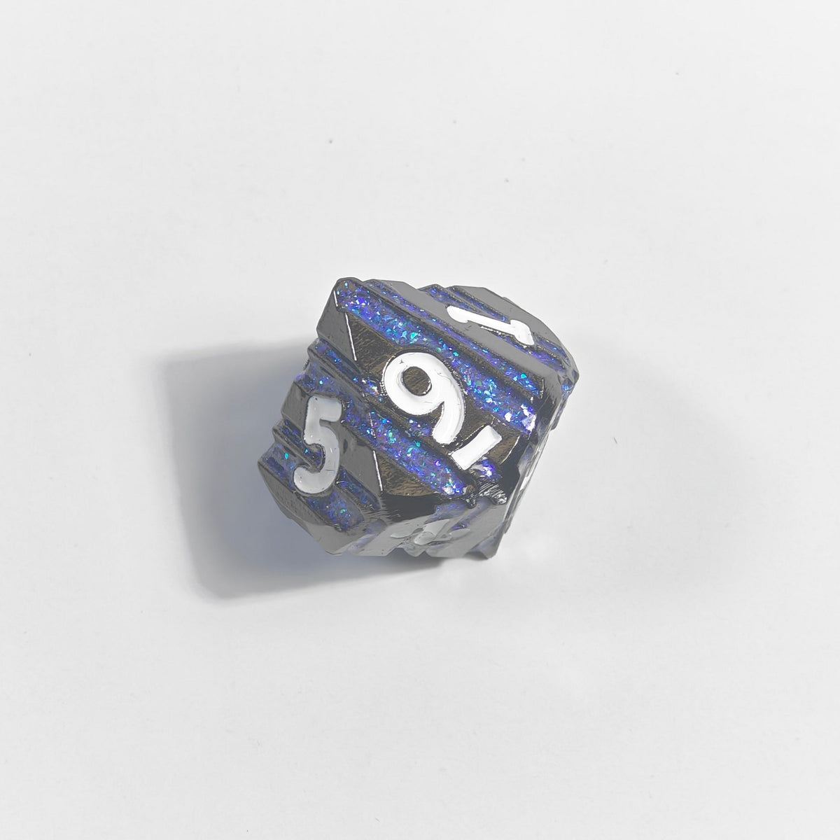 White Numbered Primal Clawing Solid Metal Dice Set