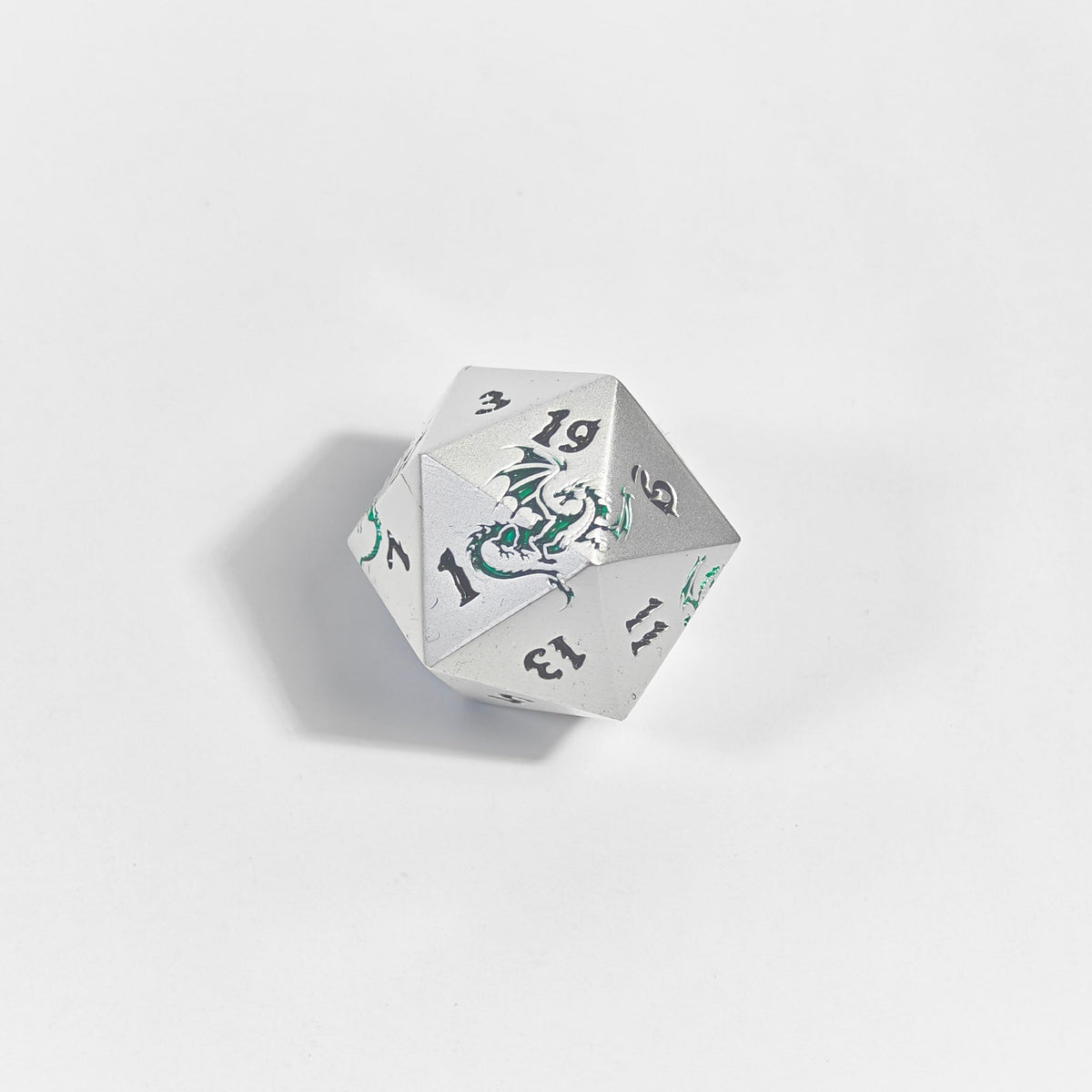 Green Dragon Imprint Solid Metal Dice Set