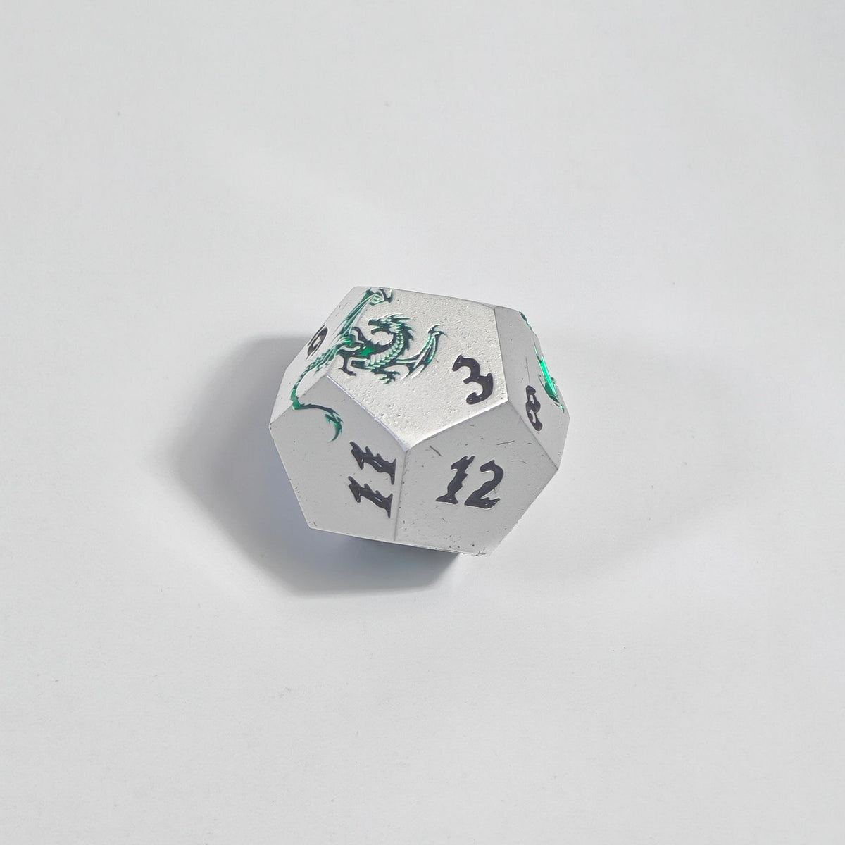 Green Dragon Imprint Solid Metal Dice Set