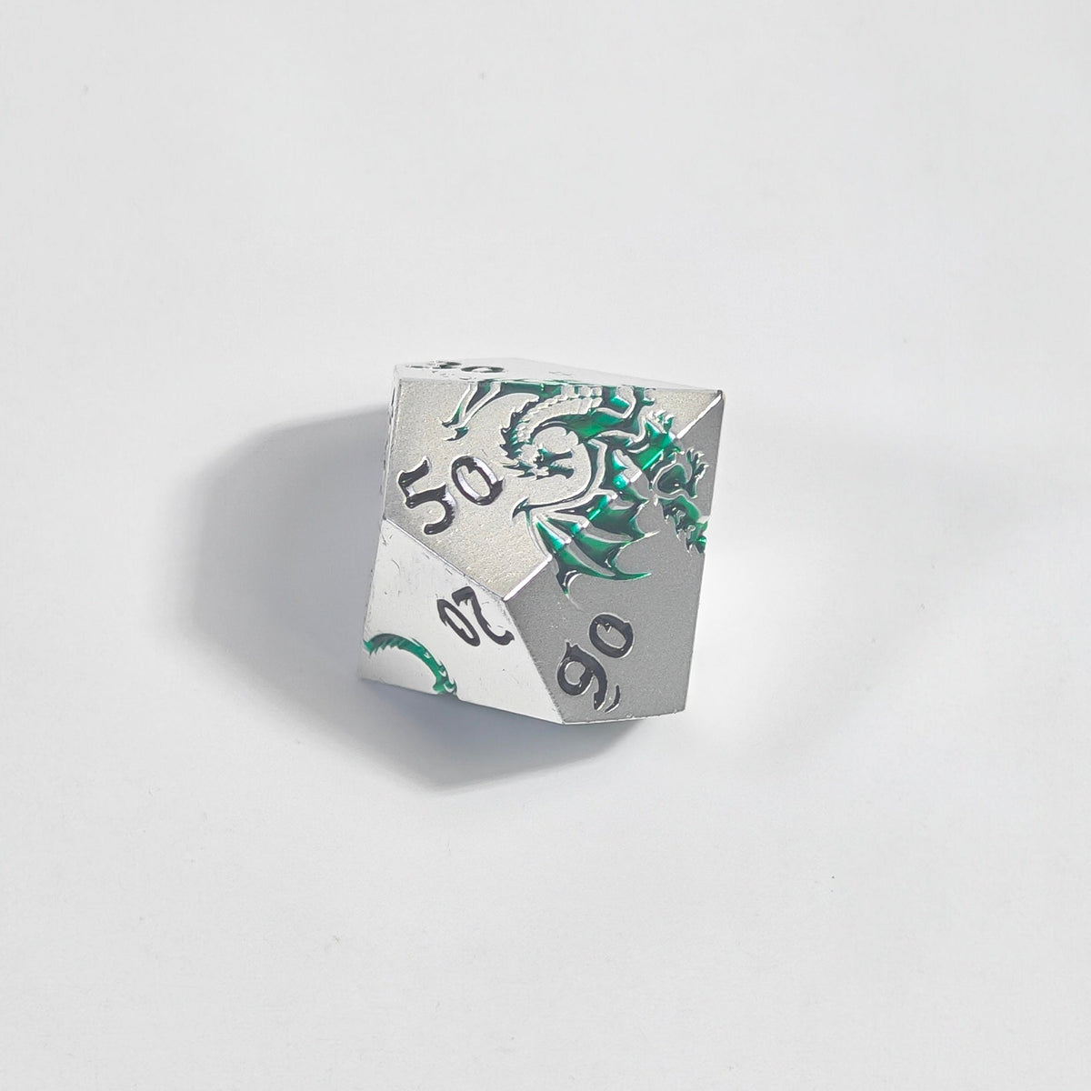 Green Dragon Imprint Solid Metal Dice Set