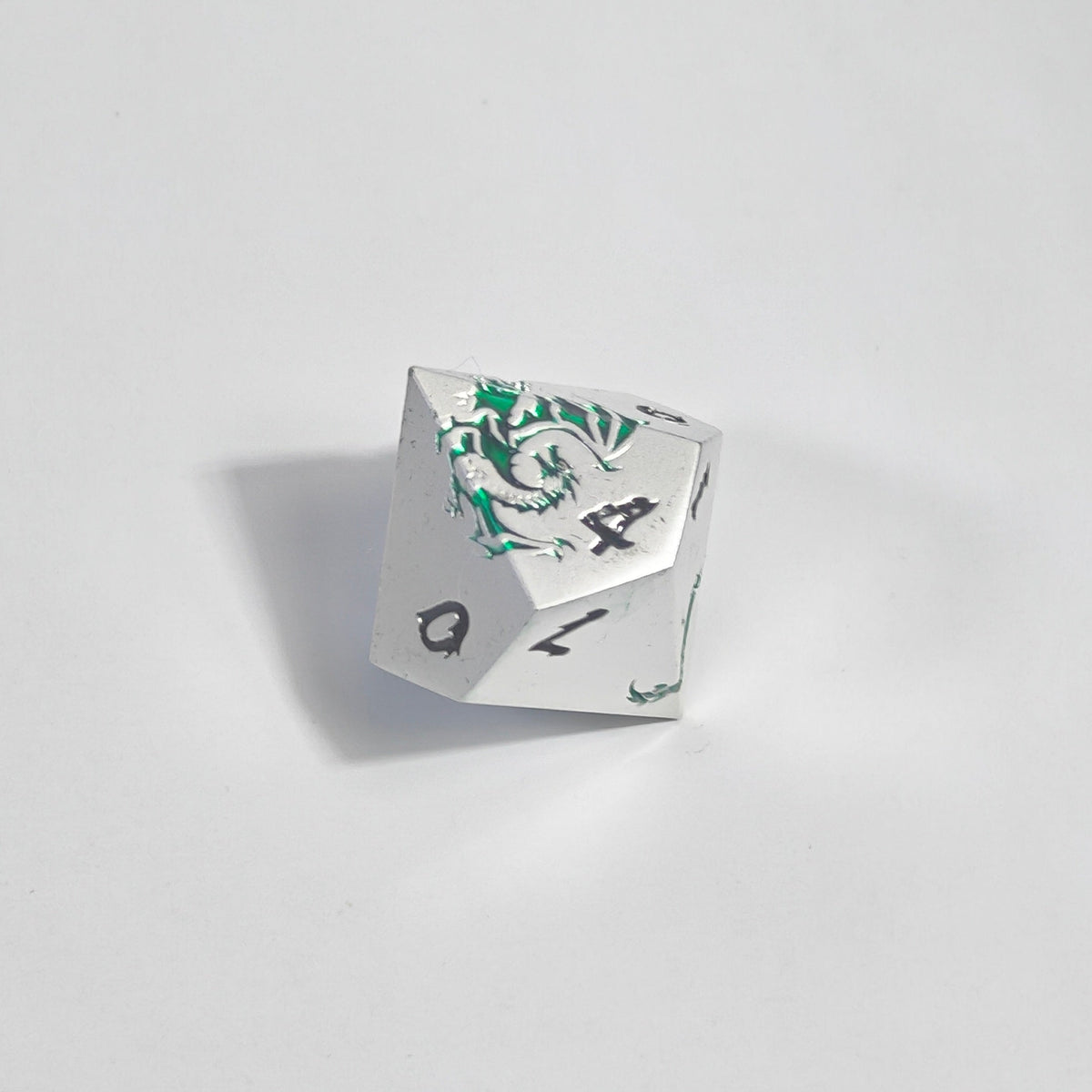 Green Dragon Imprint Solid Metal Dice Set