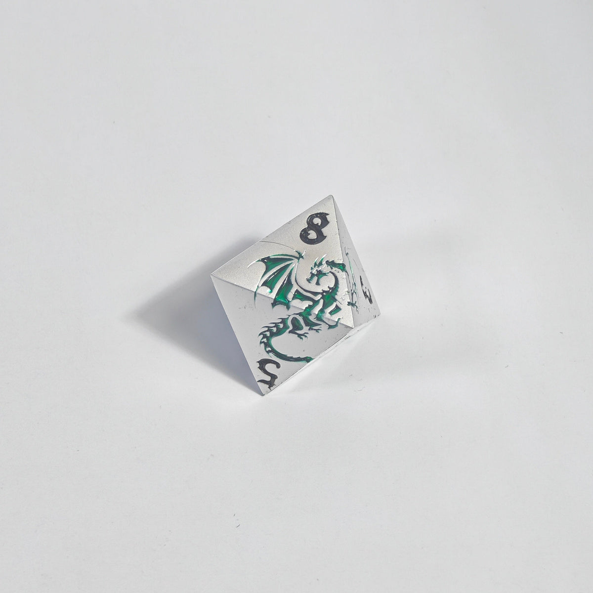 Green Dragon Imprint Solid Metal Dice Set