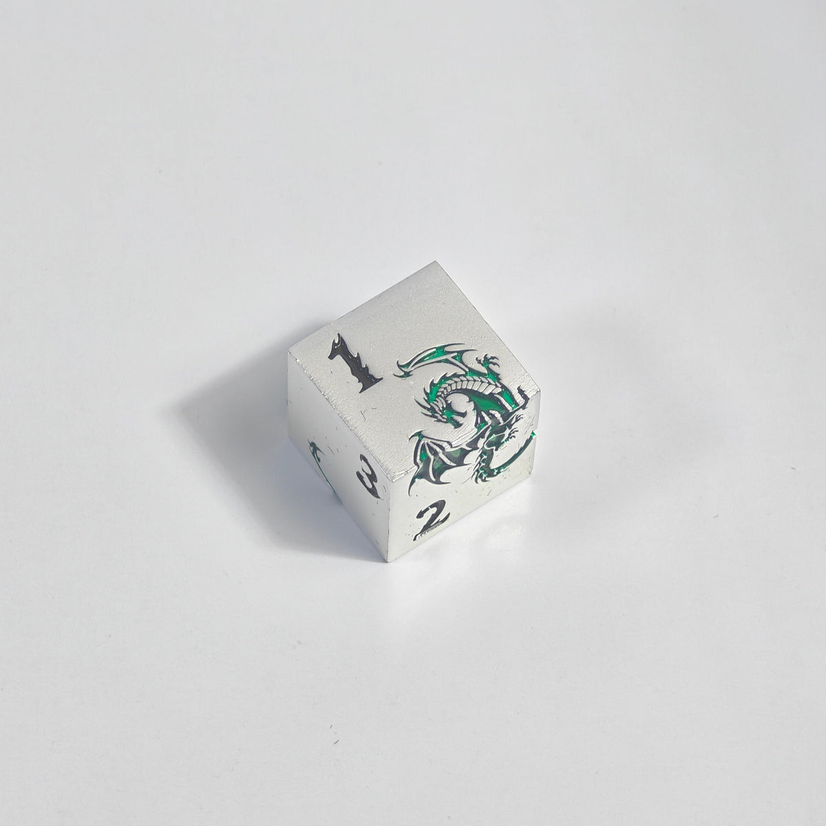 Green Dragon Imprint Solid Metal Dice Set