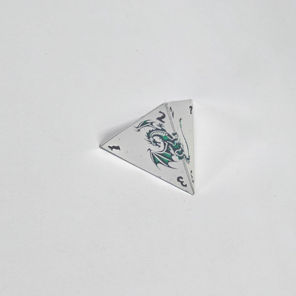 Green Dragon Imprint Solid Metal Dice Set