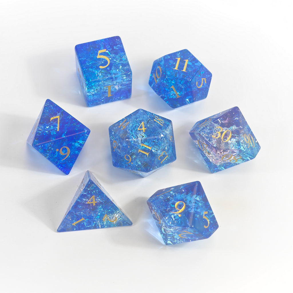 Blue Burst Glass Dice Set