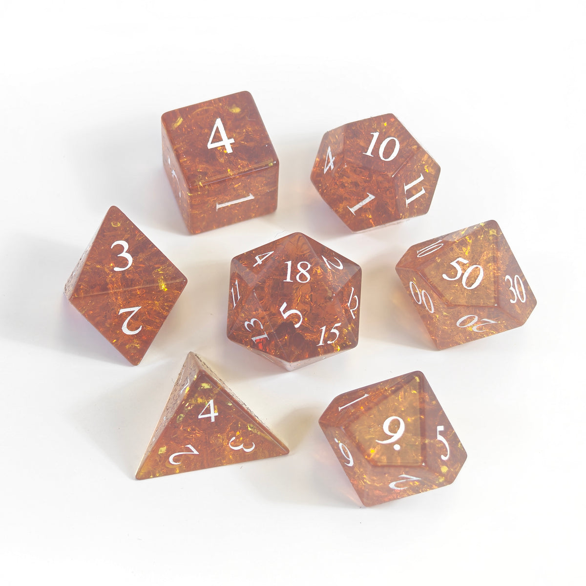 Amber Burst Glass Dice Set
