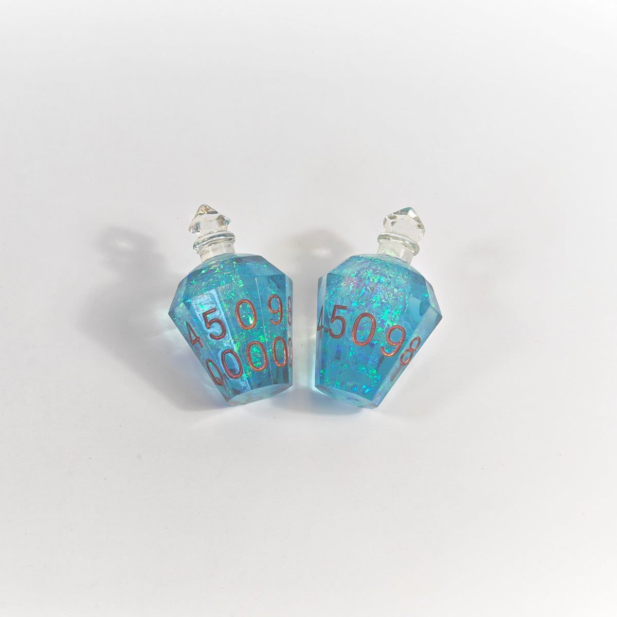 Blue Potion Bottles Resin Dice Set