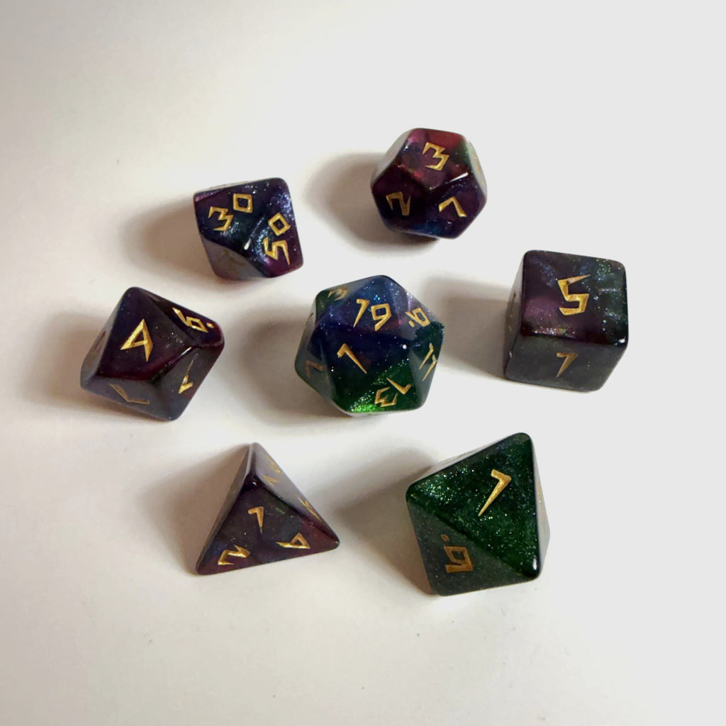 Galaxy Carved Acrylic Dice Set