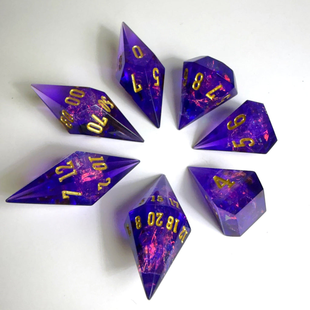 Purple Life Gem Resin Dice Set