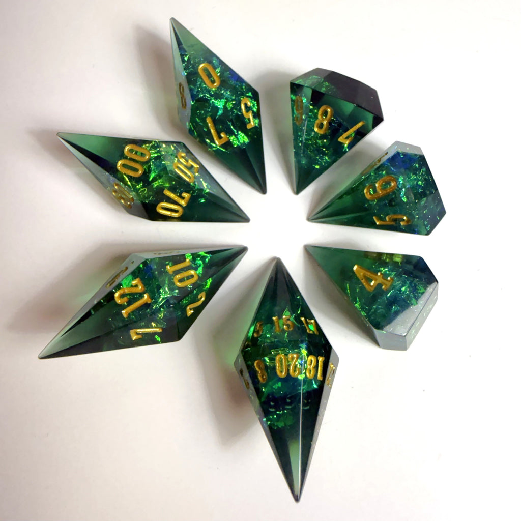 Green Life Gem Resin Dice Set