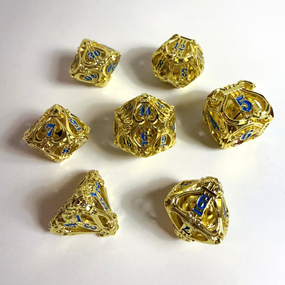 Golden Bell Hollow Metal Dice Set