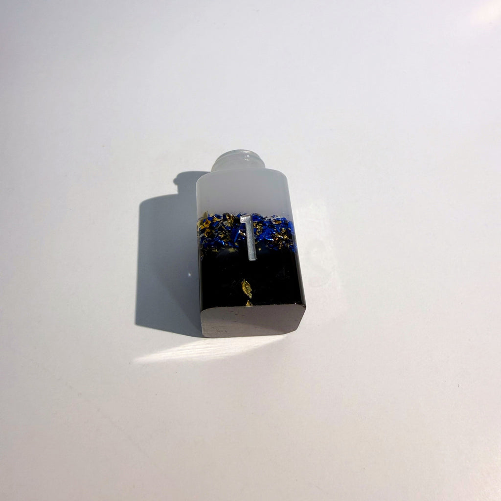 Black White Blue Bottles Resin Dice Set