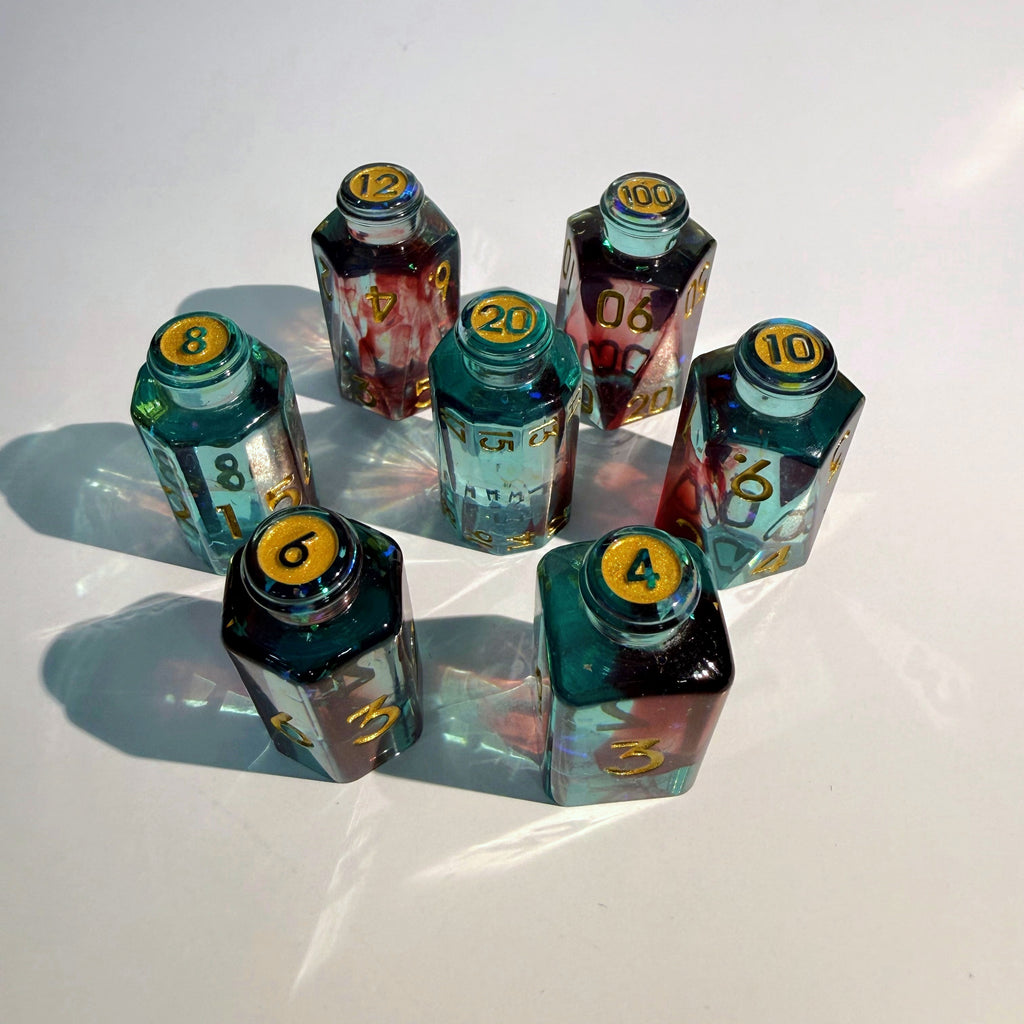 Blood With Foil Bottles Resin Dice Set