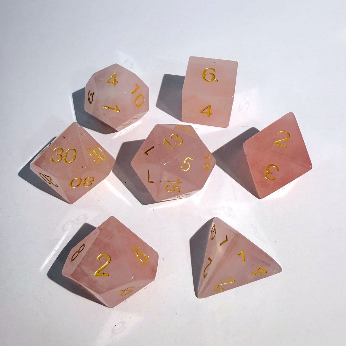 Rose Quartz Gemstone Dice Set