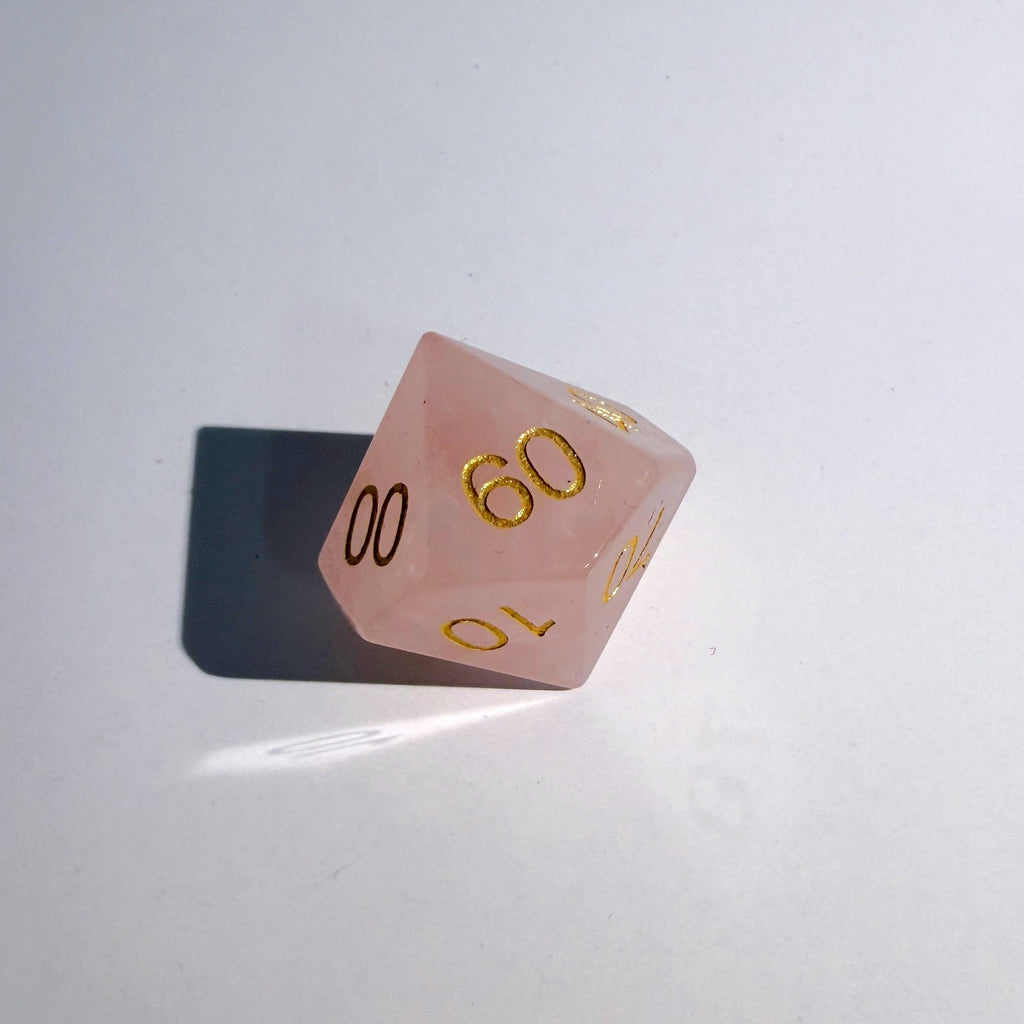 Rose Quartz Gemstone Dice Set