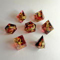 Red One Ring Sharp Edge Resin Dice Set