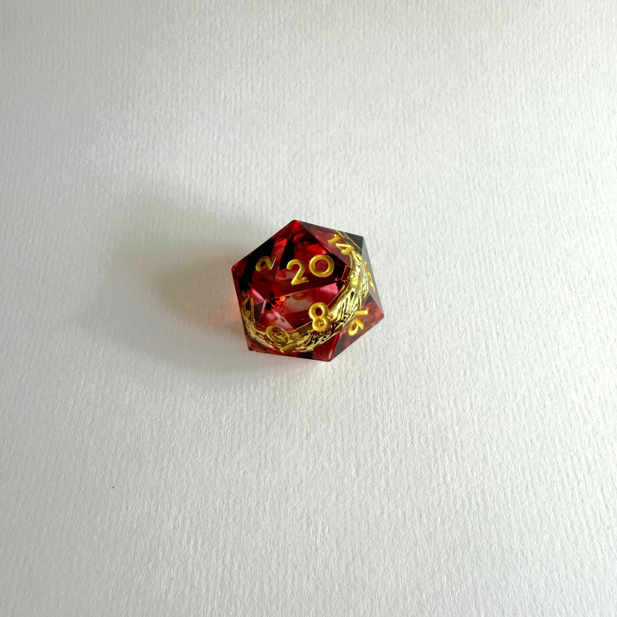 Red One Ring Sharp Edge Resin Dice Set