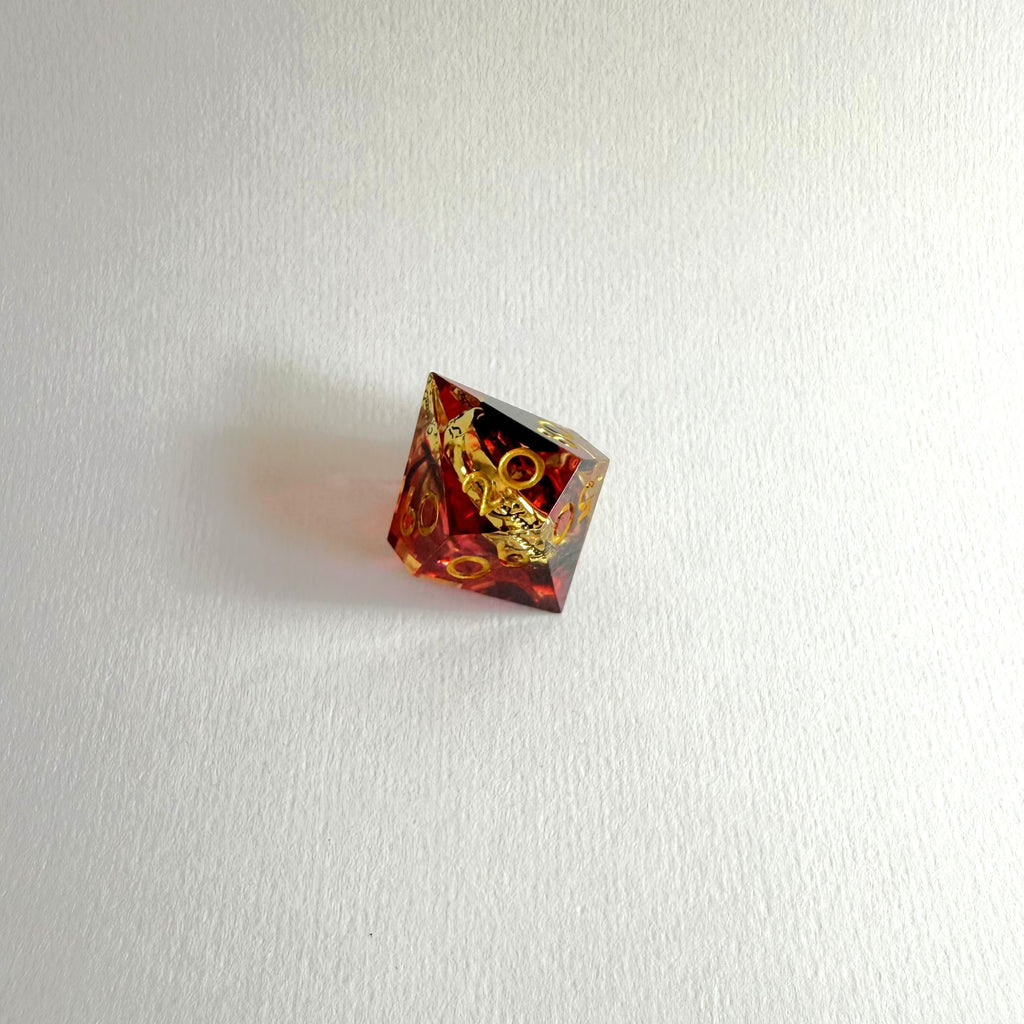 Red One Ring Sharp Edge Resin Dice Set