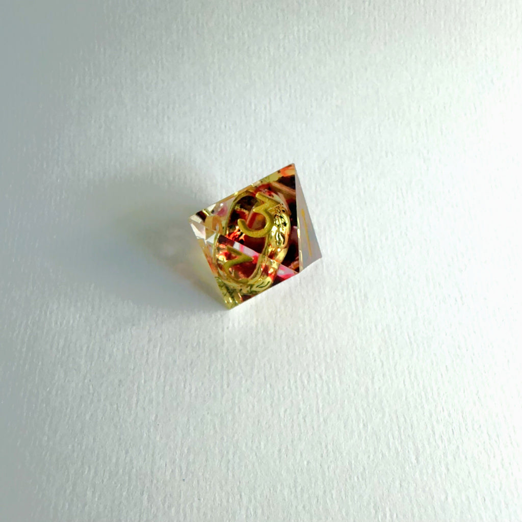 Red One Ring Sharp Edge Resin Dice Set